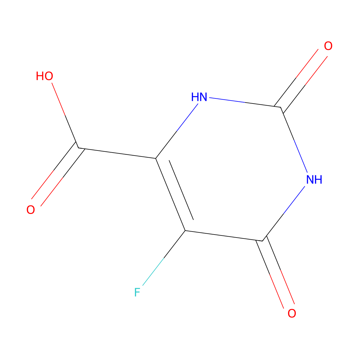 Fluoroorotic acid molecular structure, CAS 703-95-7