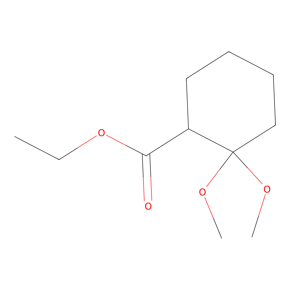 Ethyl 2,2-dimethoxycyclohexane-1-carboxylate molecular structure, CAS 70301-49-4