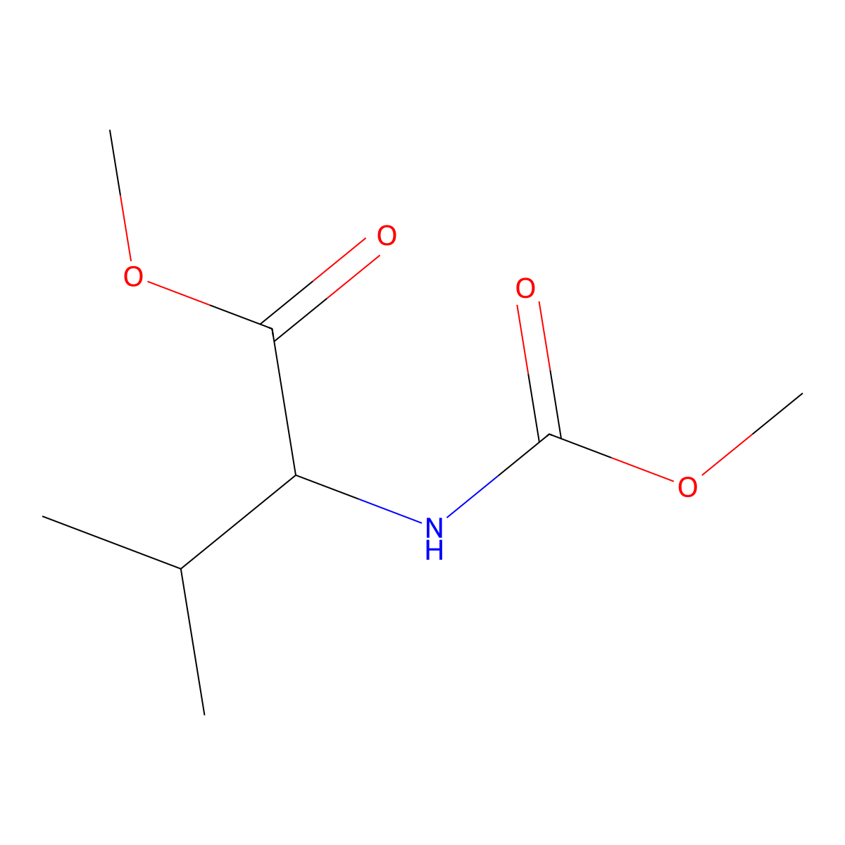 Methyl (methoxycarbonyl)valinate molecular structure, CAS 70304-35-7
