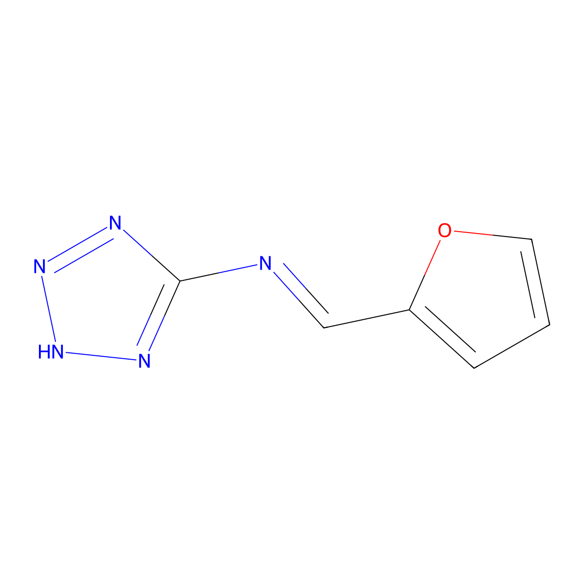 1H-Tetrazol-5-amine, N-(2-furanylmethylene)- molecular structure, CAS 70309-28-3