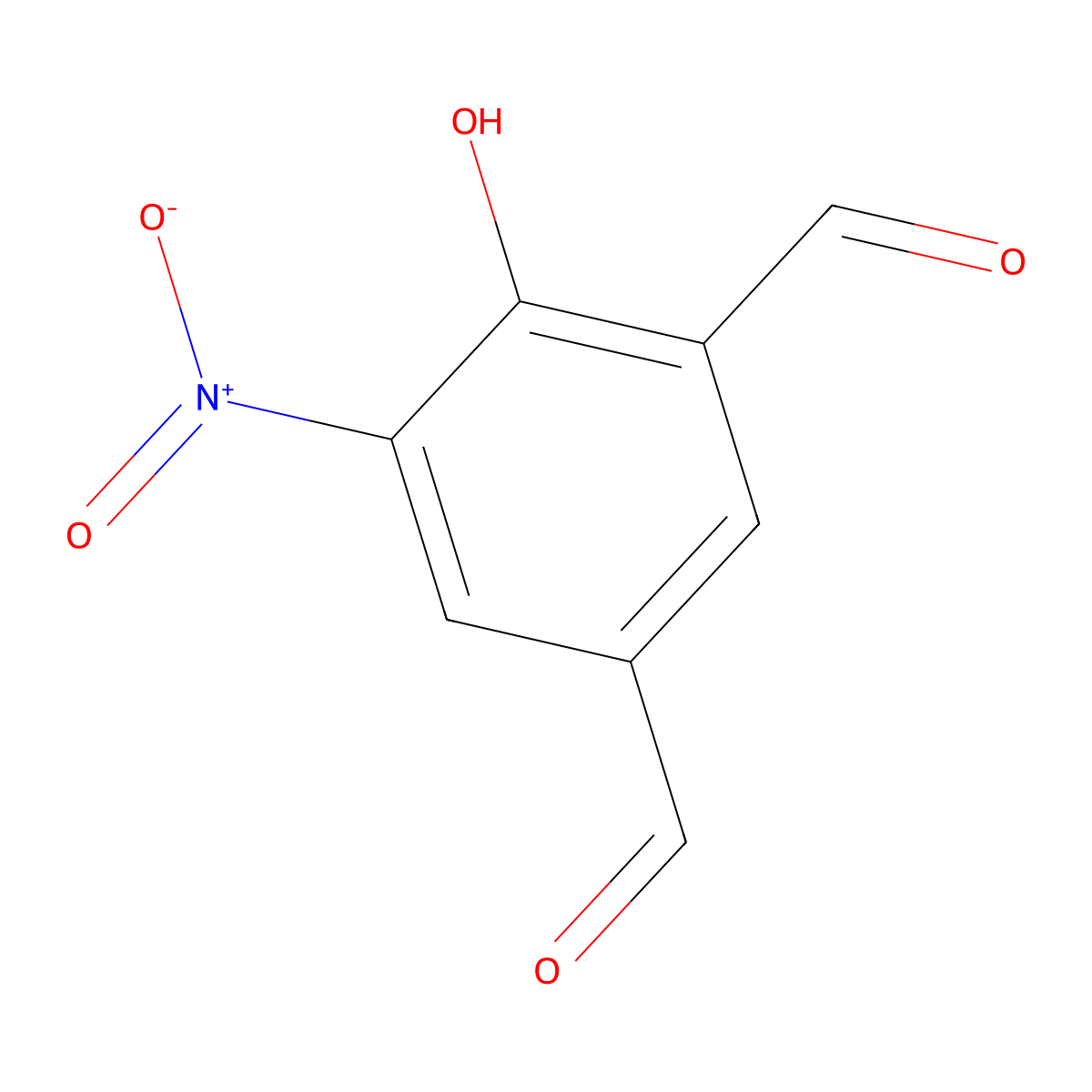 4-Hydroxy-5-nitrobenzene-1,3-dicarbaldehyde molecular structure, CAS 70310-96-2