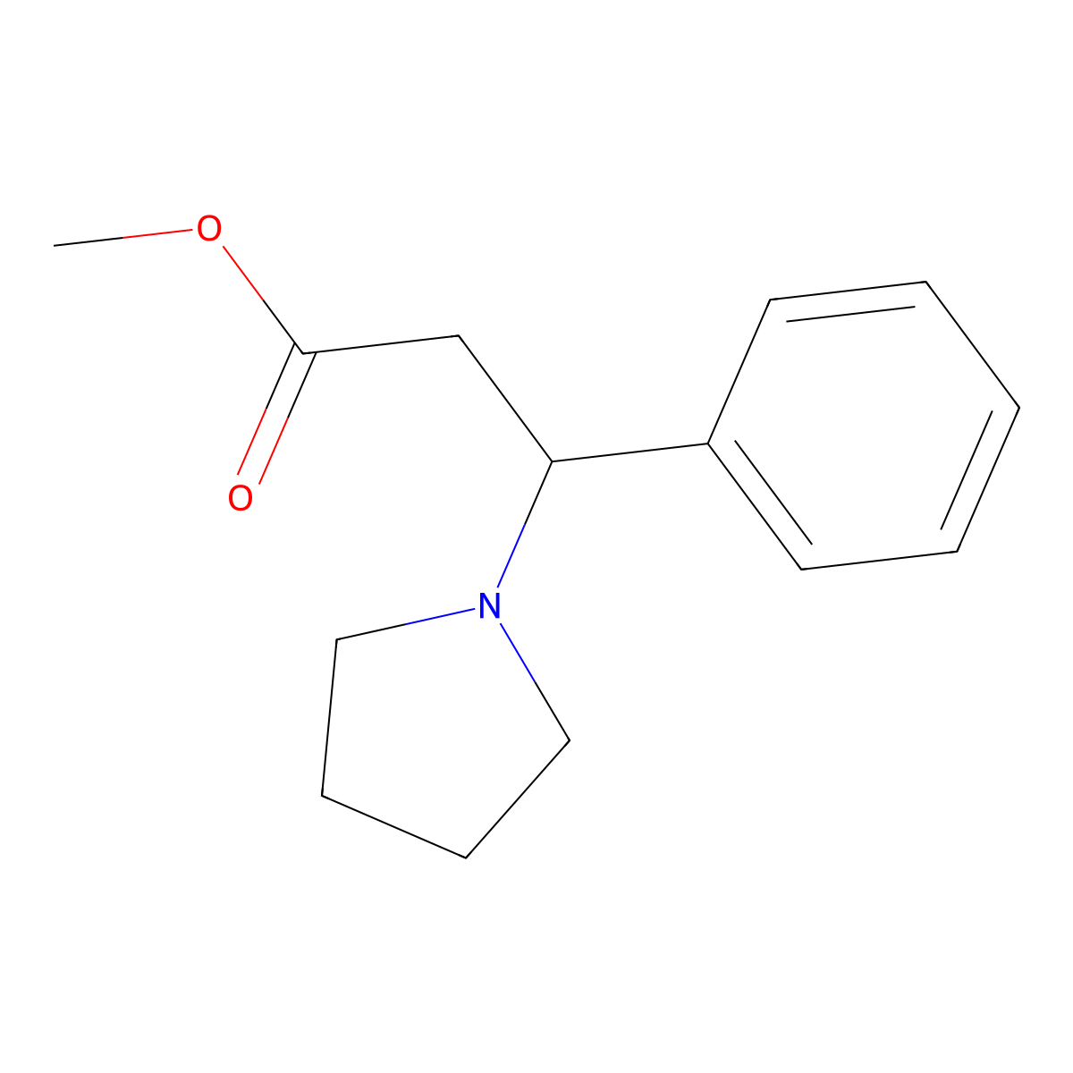Methyl 3-phenyl-3-(pyrrolidin-1-YL)propanoate molecular structure, CAS 7032-65-7