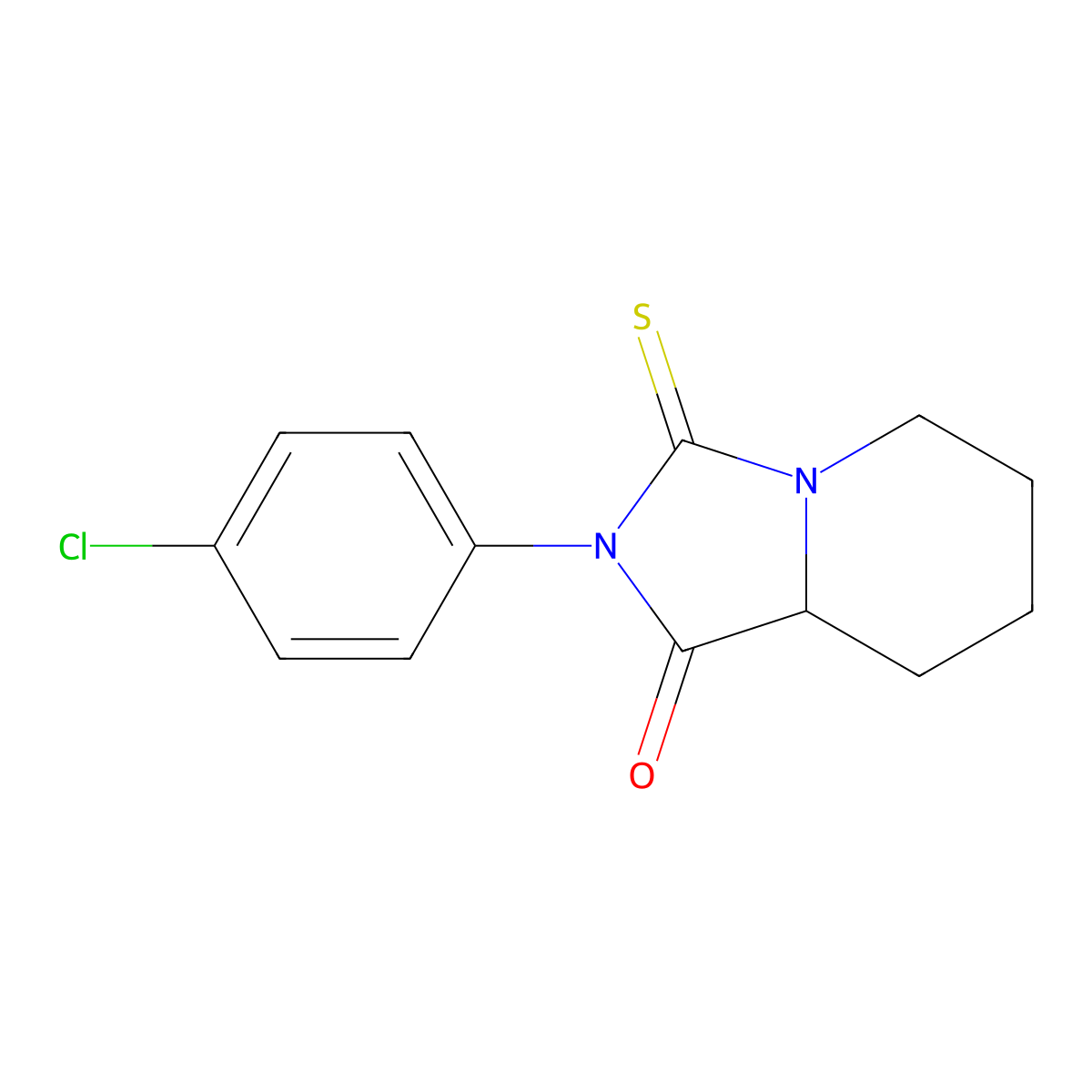 2-(4-Chlorophenyl)hexahydro-3-thioxoimidazo(1,5-a)pyridin-1(5H)-one molecular structure, CAS 70325-75-6