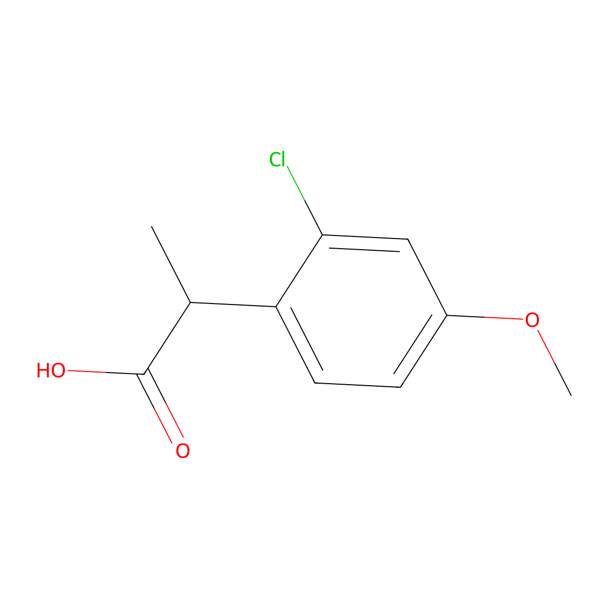 2-(2-Chloro-4-methoxyphenyl)propanoic acid molecular structure, CAS 70328-67-5
