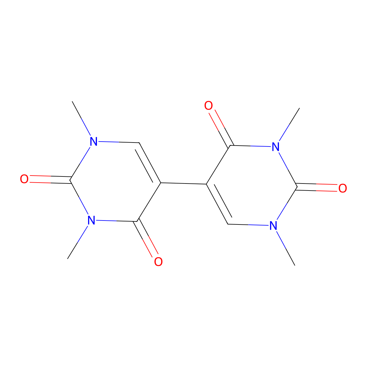 1,1',3,3'-Tetramethyl[5,5'-bipyrimidine]-2,2',4,4'(1H,1'H,3H,3'H)-tetrone molecular structure, CAS 7033-42-3
