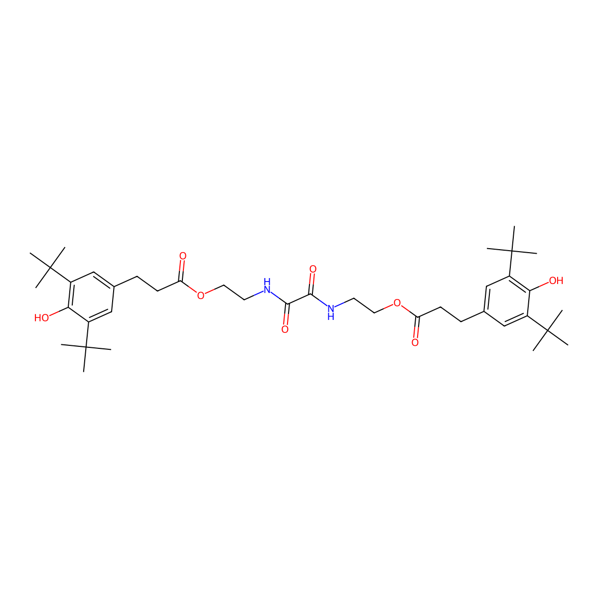 2,2'-Oxamidobis(ethyl 3-(3,5-di-tert-butyl-4-hydroxyphenyl)propionate) molecular structure, CAS 70331-94-1