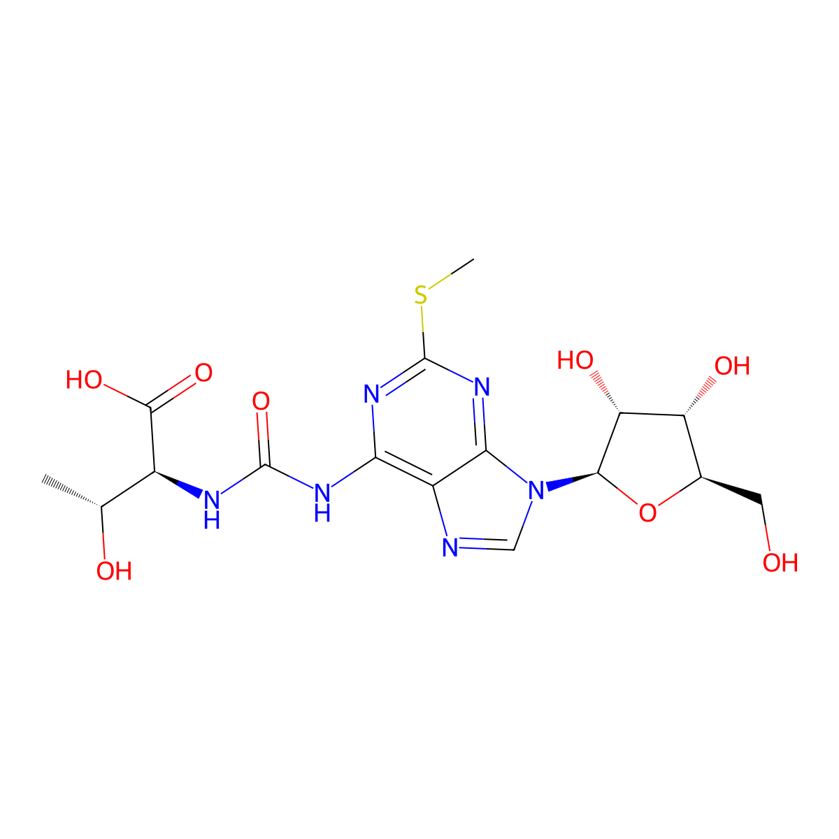 2-methylthio-N6-threonylcarbamoyladenosine molecular structure, CAS 70333-82-3
