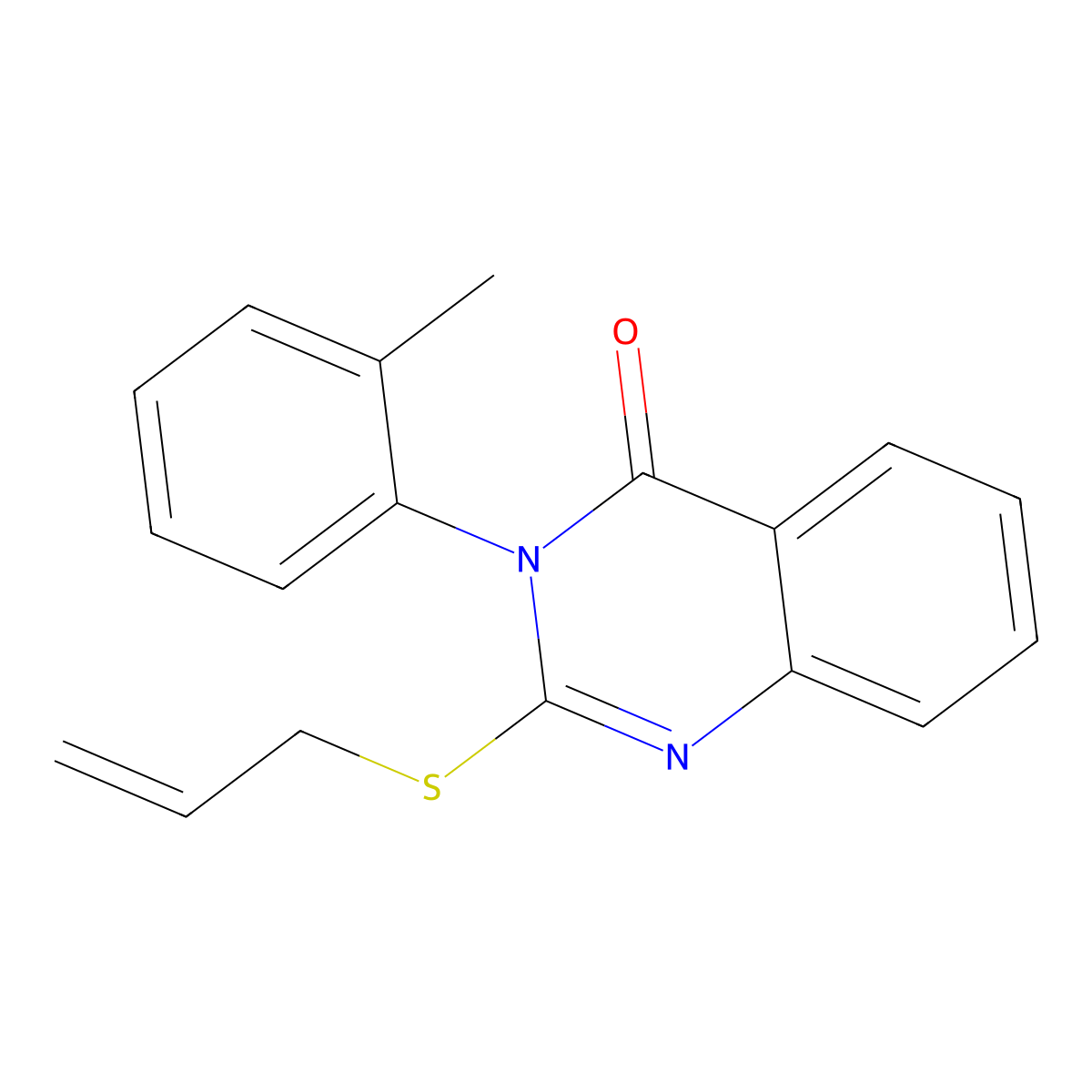 3-(2-Methylphenyl)-2-prop-2-enylsulfanylquinazolin-4-one molecular structure, CAS 70335-63-6