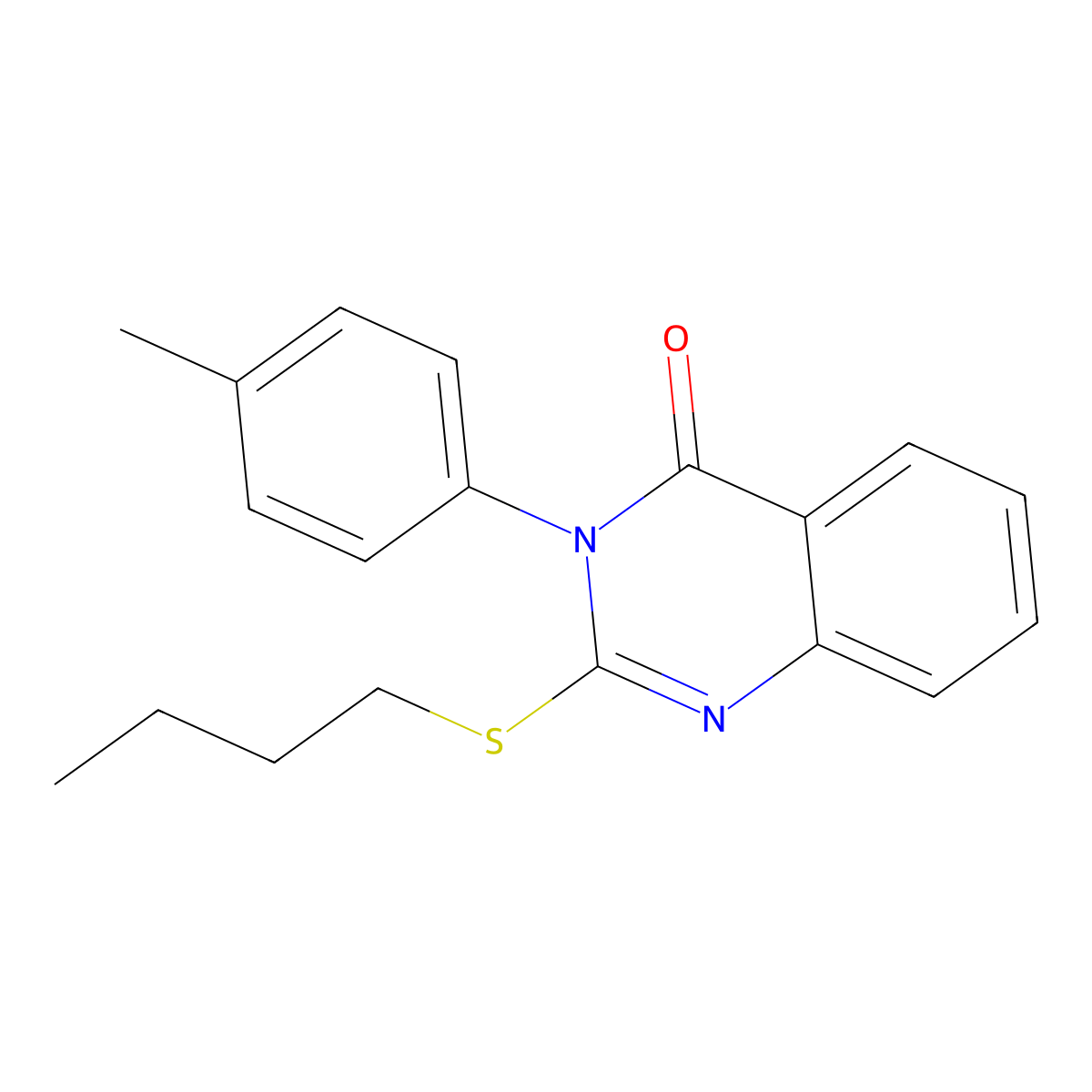 2-Butylsulfanyl-3-(4-methylphenyl)quinazolin-4-one molecular structure, CAS 70335-71-6