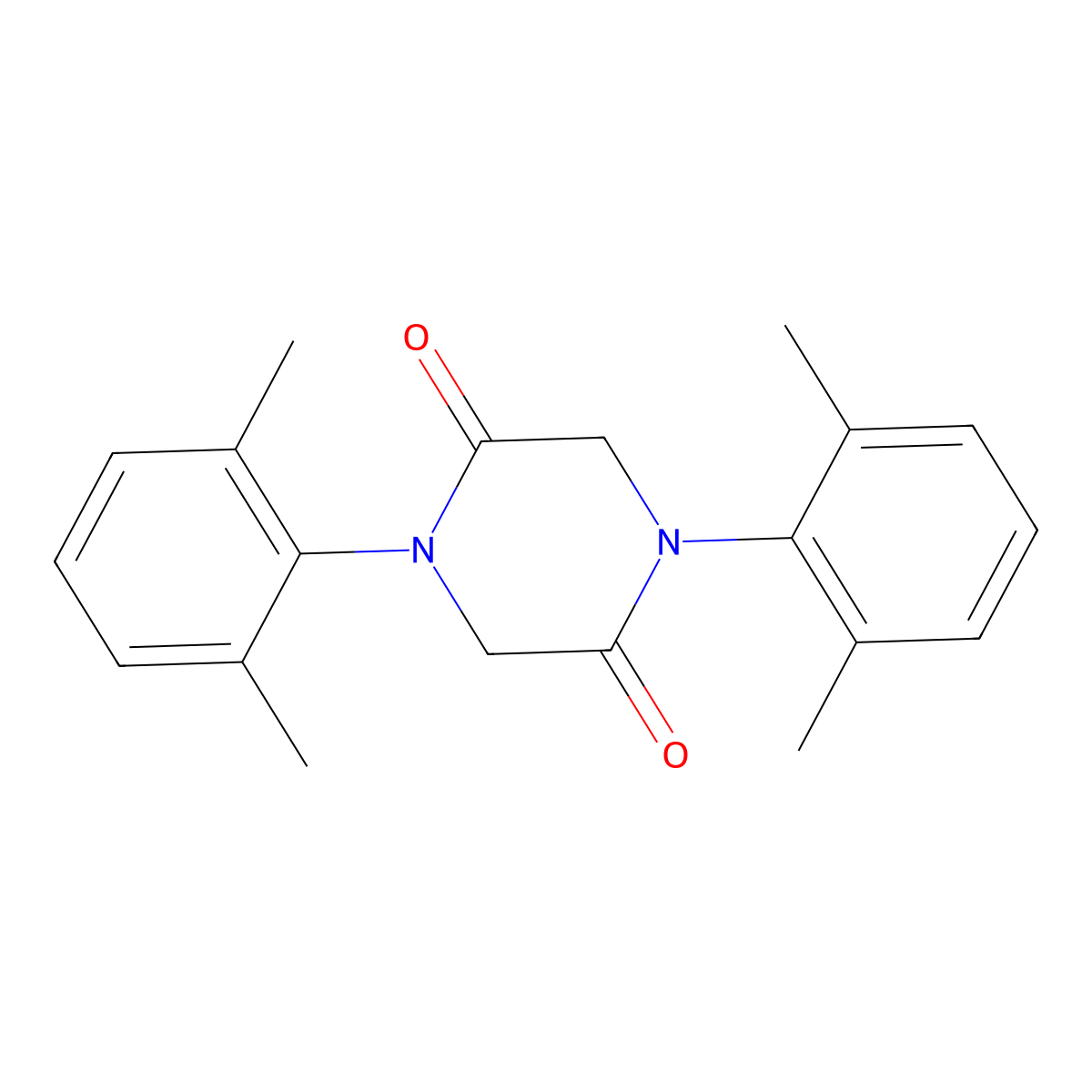 1,4-Bis(2,6-dimethylphenyl)piperazine-2,5-dione molecular structure, CAS 70336-49-1