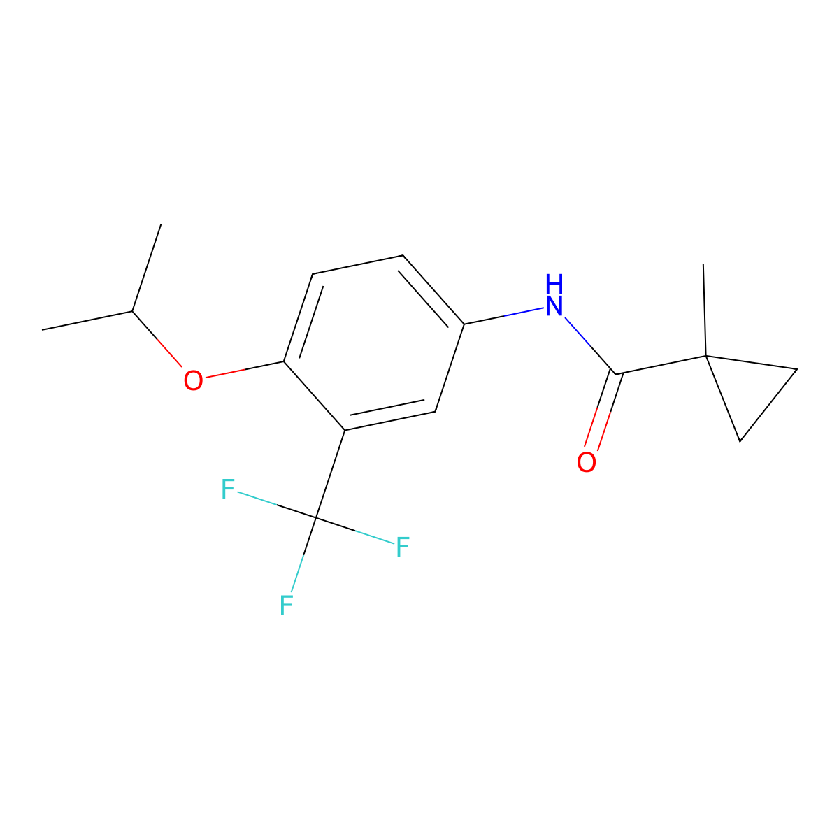 1-Methyl-N-(4-(1-methylethoxy)-3-(trifluoromethyl)phenyl)cyclopropanecarboxamide molecular structure, CAS 70338-46-4