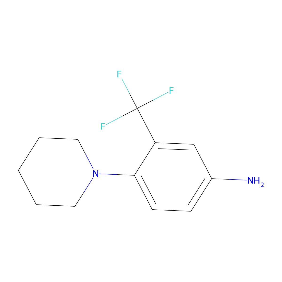 4-Piperidin-1-yl-3-trifluoromethyl-phenylamine molecular structure, CAS 70339-06-9