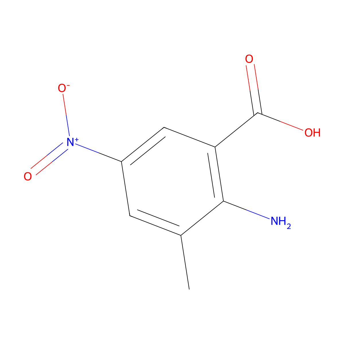 2-Amino-3-methyl-5-nitrobenzoic acid molecular structure, CAS 70343-14-5
