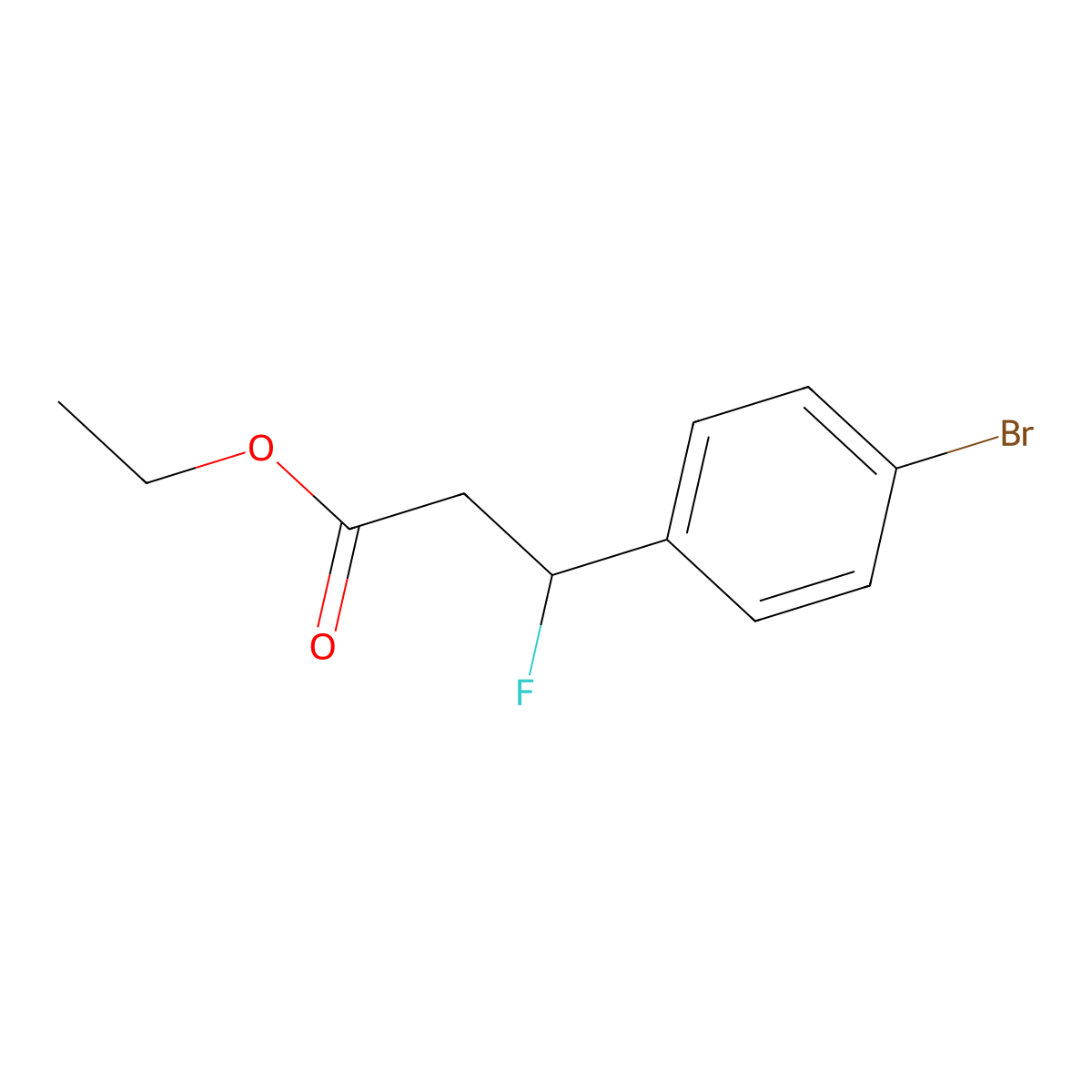 Ethyl 3-(4-bromophenyl)-3-fluoropropanoate molecular structure, CAS 70345-19-6