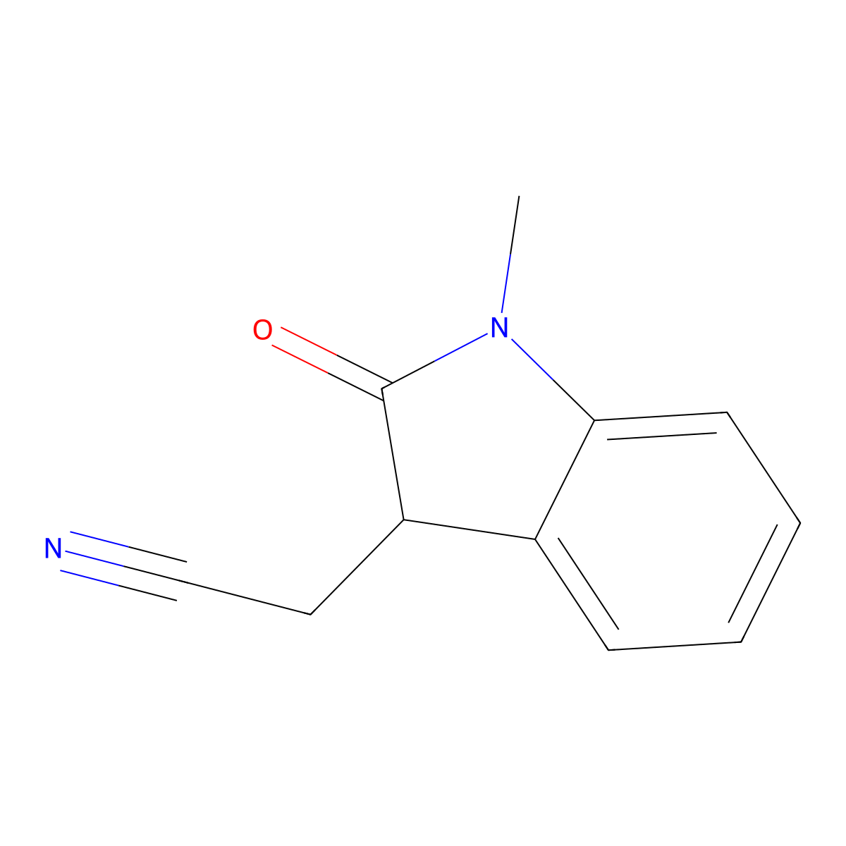 2-(1-Methyl-2-oxoindolin-3-yl)ethanenitrile molecular structure, CAS 70351-50-7