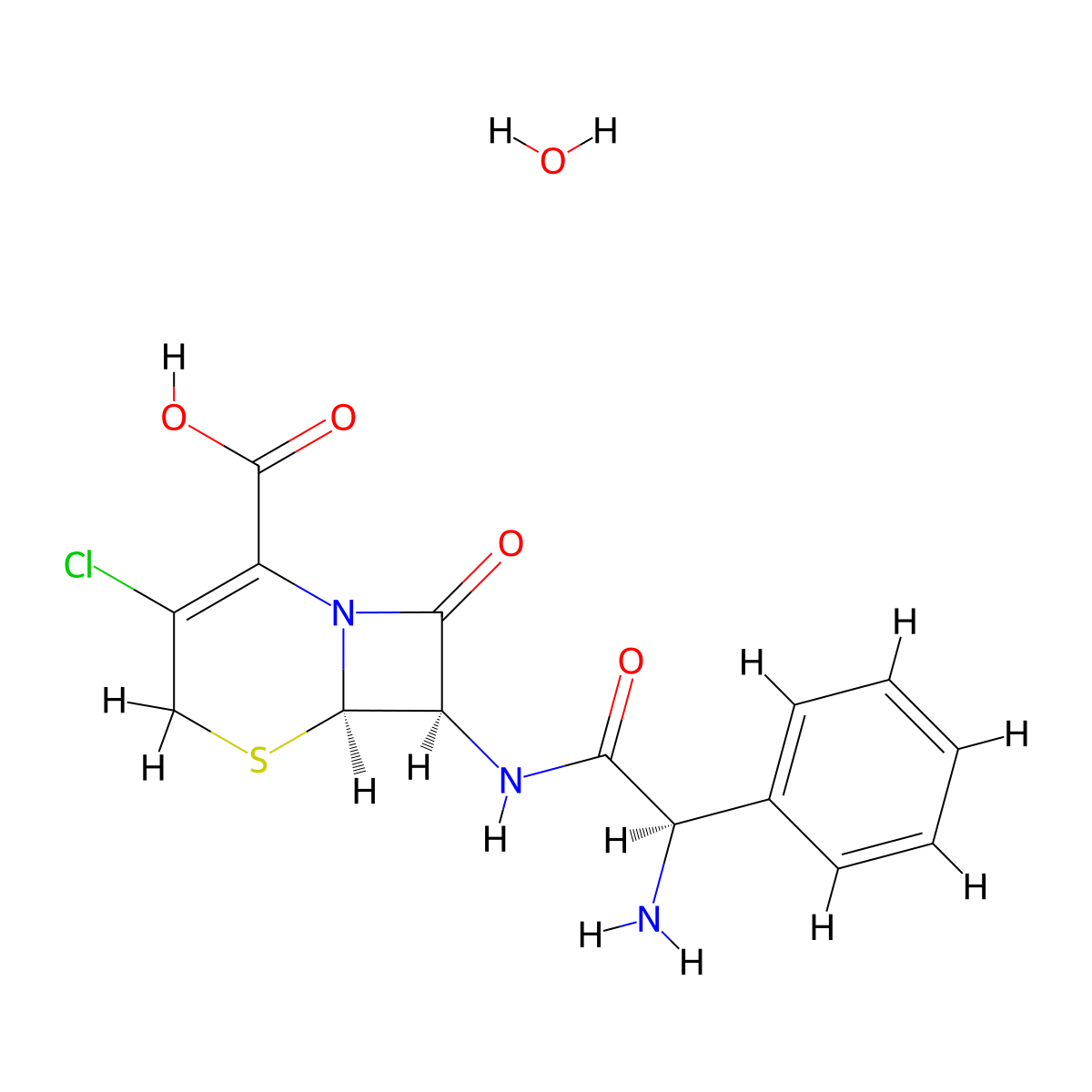 Cefaclor Monohydrate molecular structure, CAS 70356-03-5