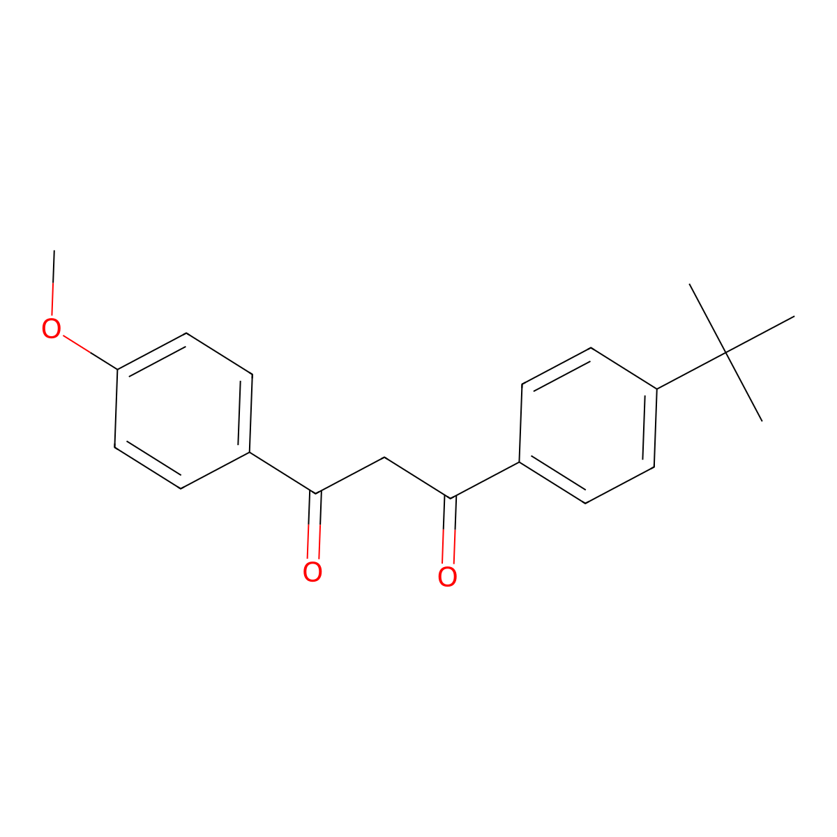 1-(4-(tert-Butyl)phenyl)-3-(4-methoxyphenyl)propane-1,3-dione , Avobenzone molecular structure, CAS 70356-09-1
