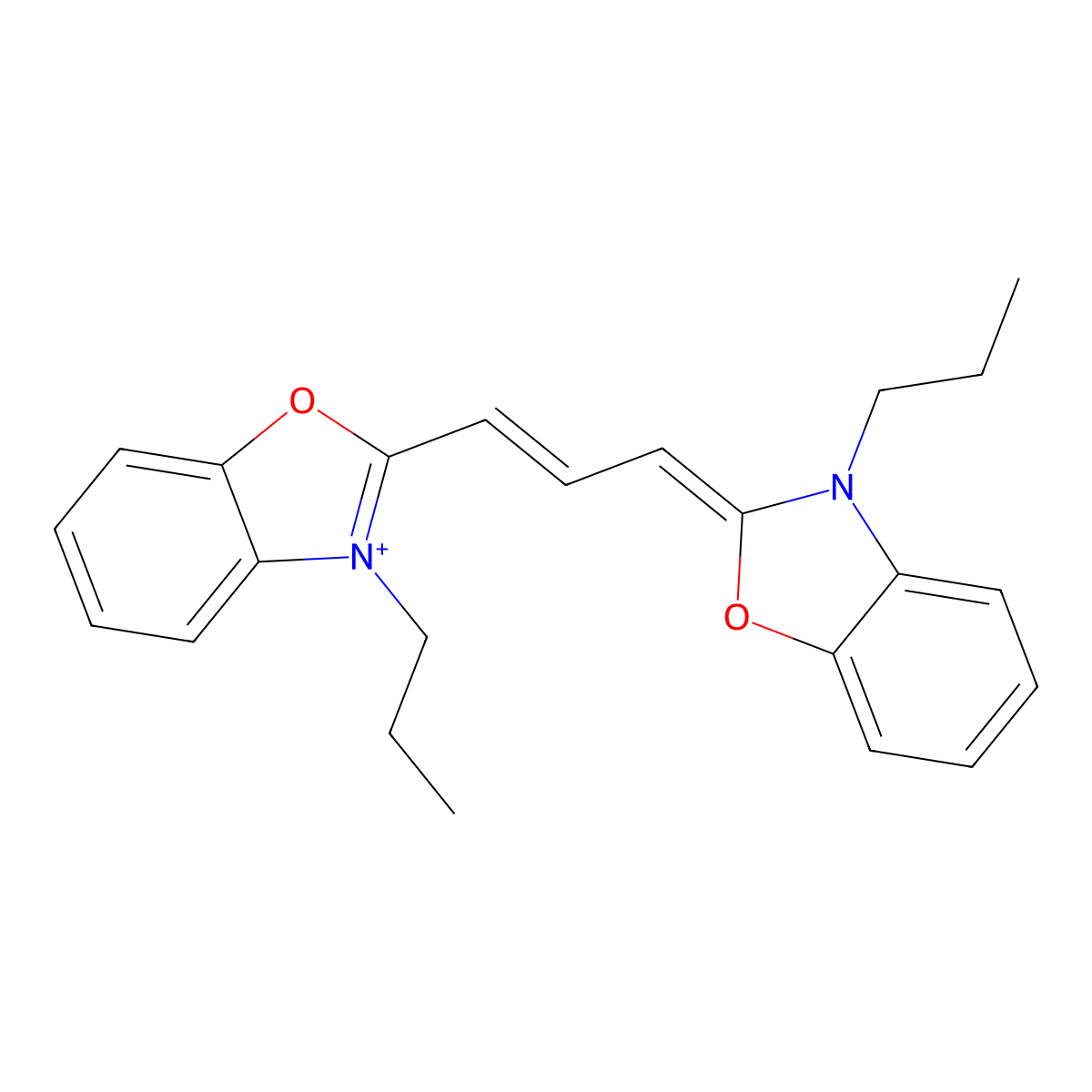 3-Propyl-2-[3-(3-propyl-2(3H)-benzoxazolylidene)-1-propen-1-yl]benzoxazolium molecular structure, CAS 70363-84-7