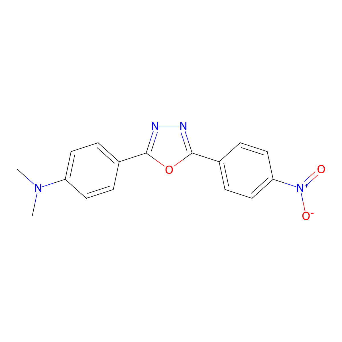 N,N-dimethyl-4-[5-(4-nitrophenyl)-1,3,4-oxadiazol-2-yl]aniline molecular structure, CAS 70366-88-0