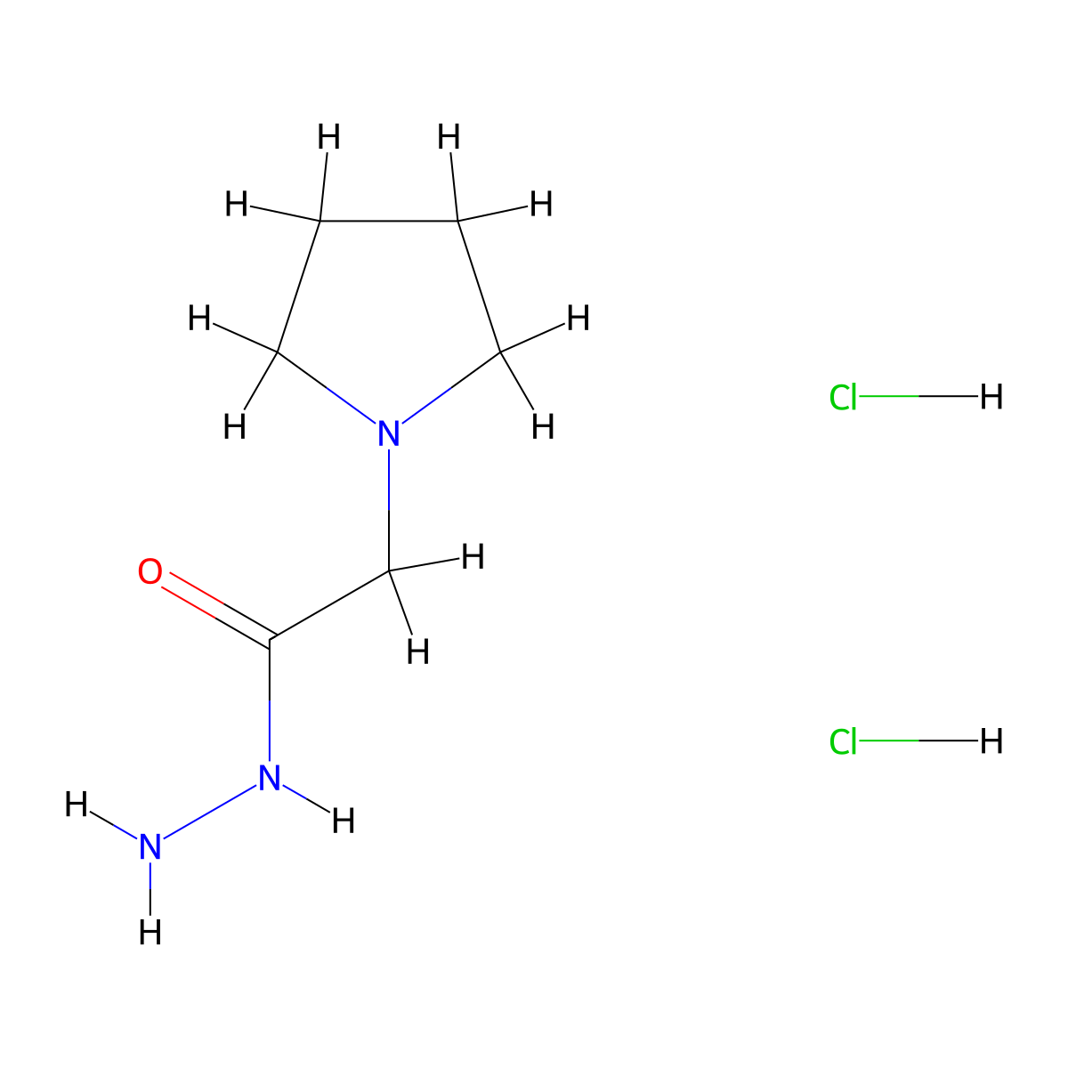 2-(1-Pyrrolidinyl)acetohydrazide dihydrochloride molecular structure, CAS 7037-14-1