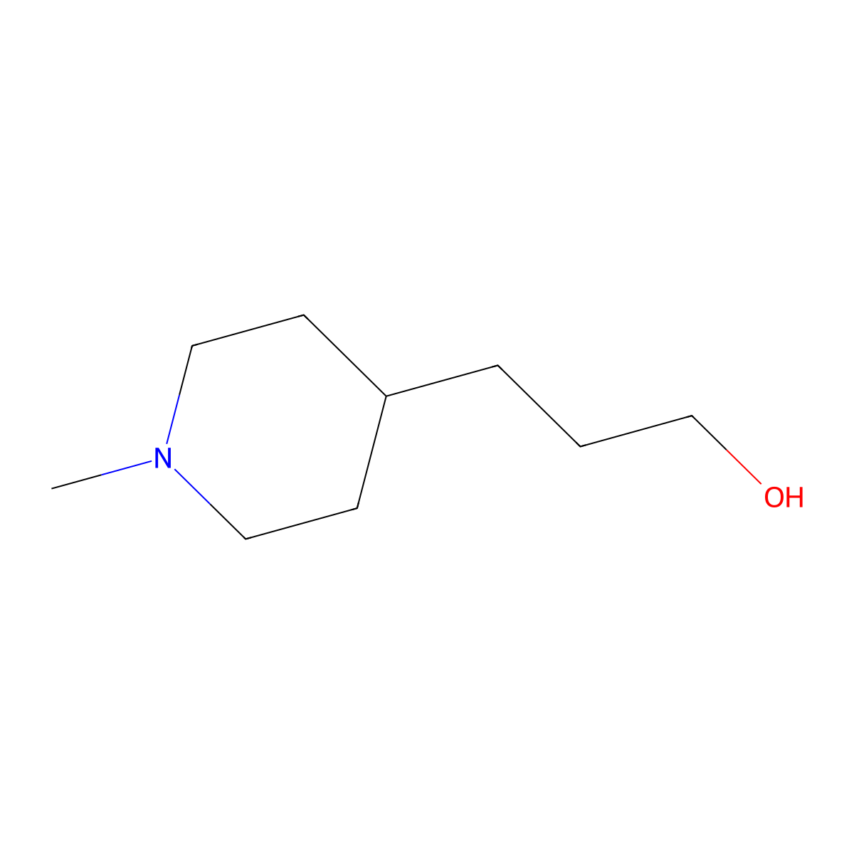 3-(1-Methylpiperidin-4-yl)propan-1-ol molecular structure, CAS 7037-30-1