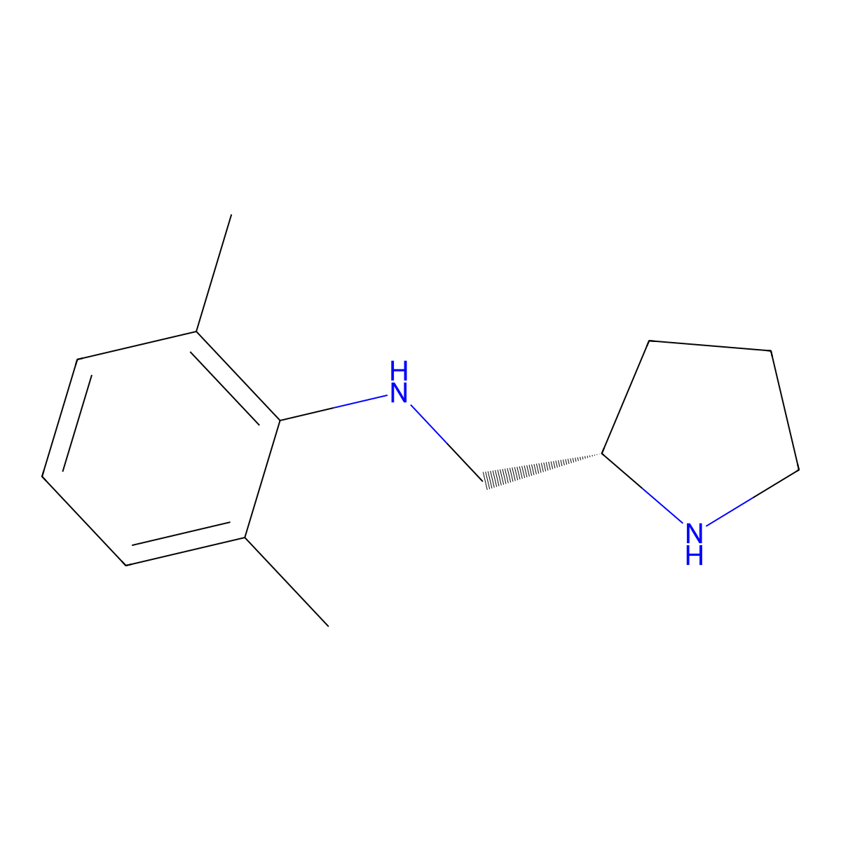 (S)-(+)-2-(2,6-Xylidinomethyl)pyrrolidine molecular structure, CAS 70371-56-1