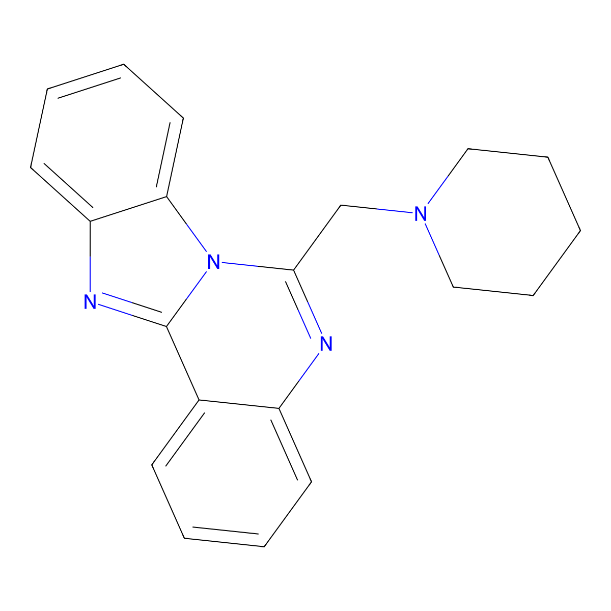 6-(Piperidin-1-ylmethyl)benzimidazolo[1,2-c]quinazoline molecular structure, CAS 70371-95-8