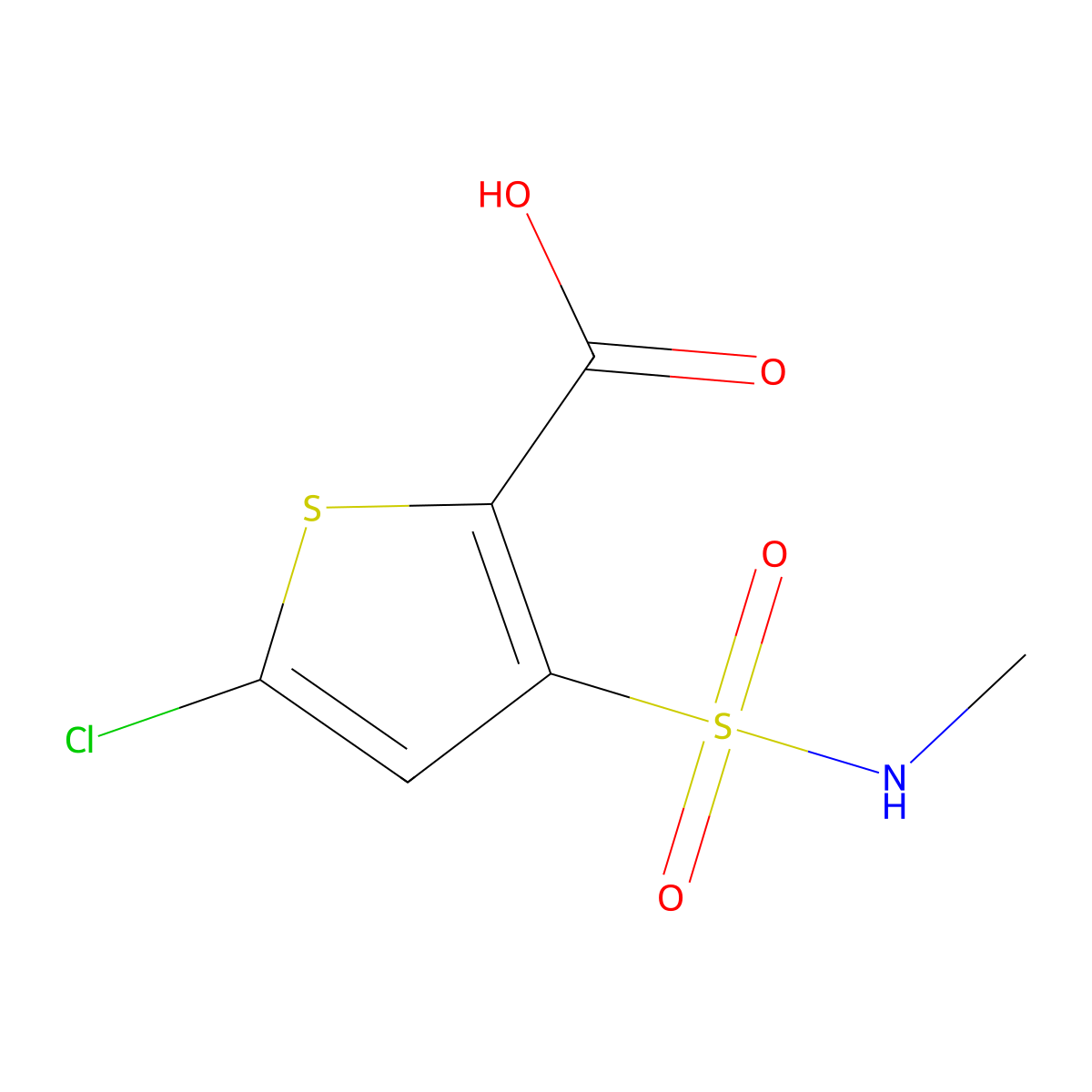 5-Chloro-3-(methylsulfamoyl)thiophene-2-carboxylic acid molecular structure, CAS 70374-36-6