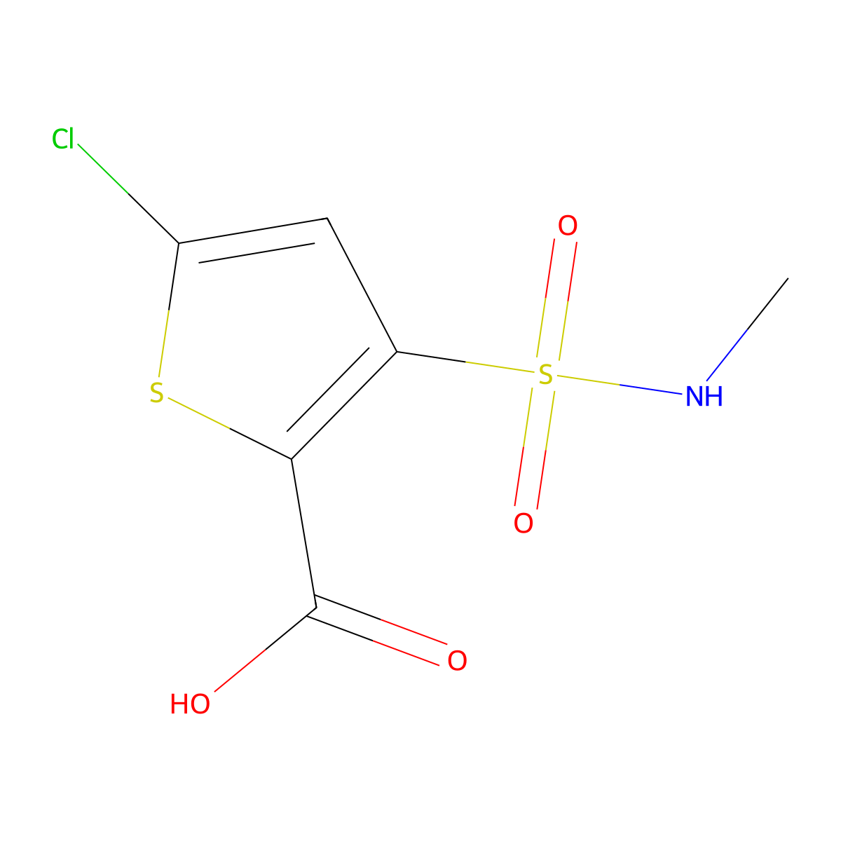 5-Chloro-3-(methylsulfamoyl)thiophene-2-carboxylic acid molecular structure, CAS 70374-36-6