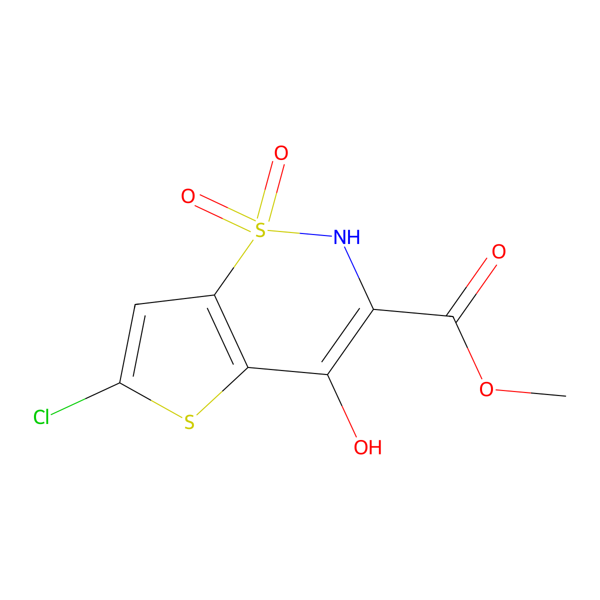Methyl 6-chloro-4-hydroxy-2H-thieno[2,3-e][1,2]thiazine-3-carboxylate 1,1-dioxide molecular structure, CAS 70374-51-5