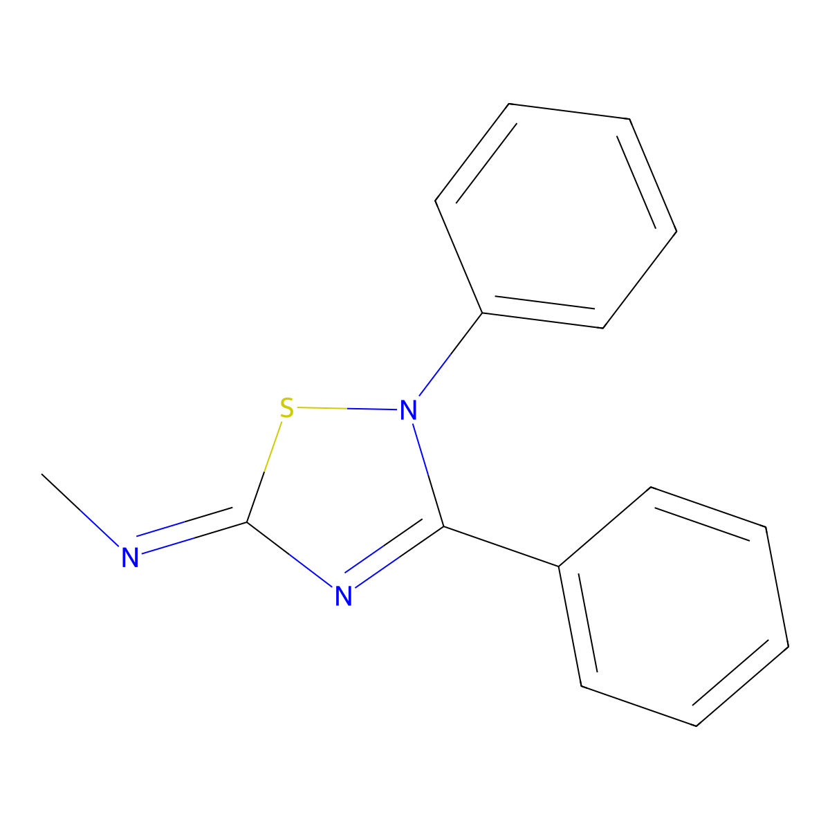 Methanamine, N-(2,3-diphenyl-1,2,4-thiadiazol-5(2H)-ylidene)- molecular structure, CAS 70375-43-8