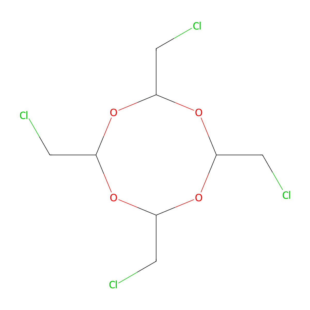 2,4,6,8-Tetrakis(chloromethyl)-1,3,5,7-tetroxocane molecular structure, CAS 7038-25-7