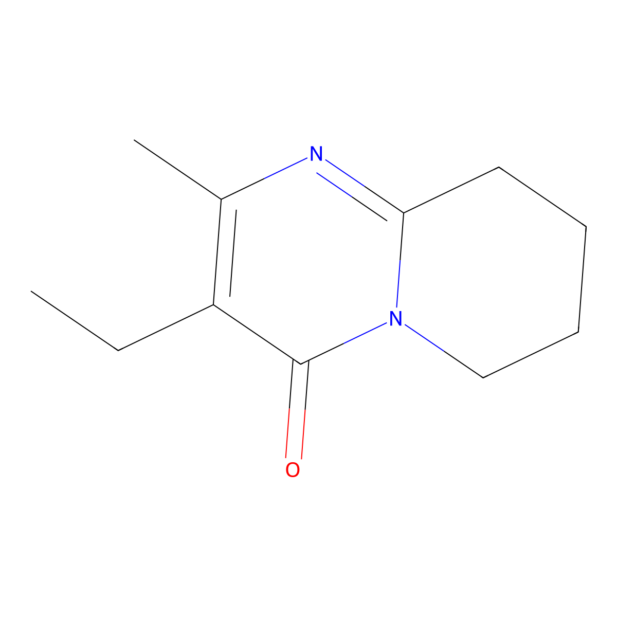 3-Ethyl-2-methyl-6,7,8,9-tetrahydro-4H-pyrido[1,2-A]pyrimidin-4-one molecular structure, CAS 70381-58-7