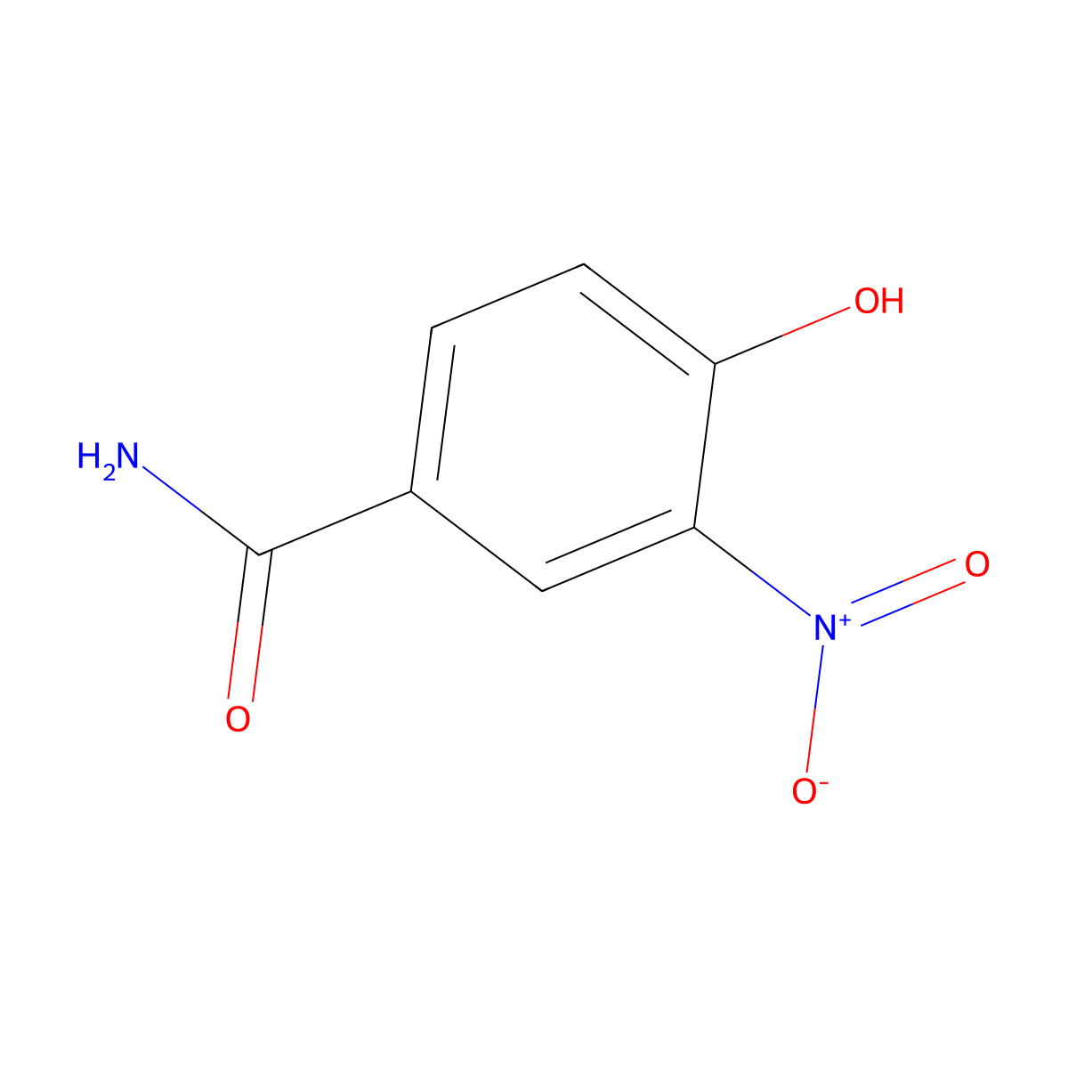 4-Hydroxy-3-nitrobenzamide molecular structure, CAS 70382-03-5