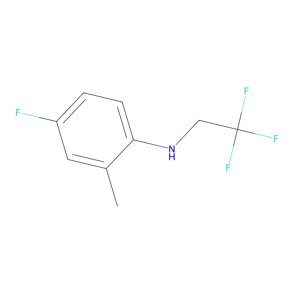 4-fluoro-2-methyl-N-(2,2,2-trifluoroethyl)aniline molecular structure, CAS 70382-50-2