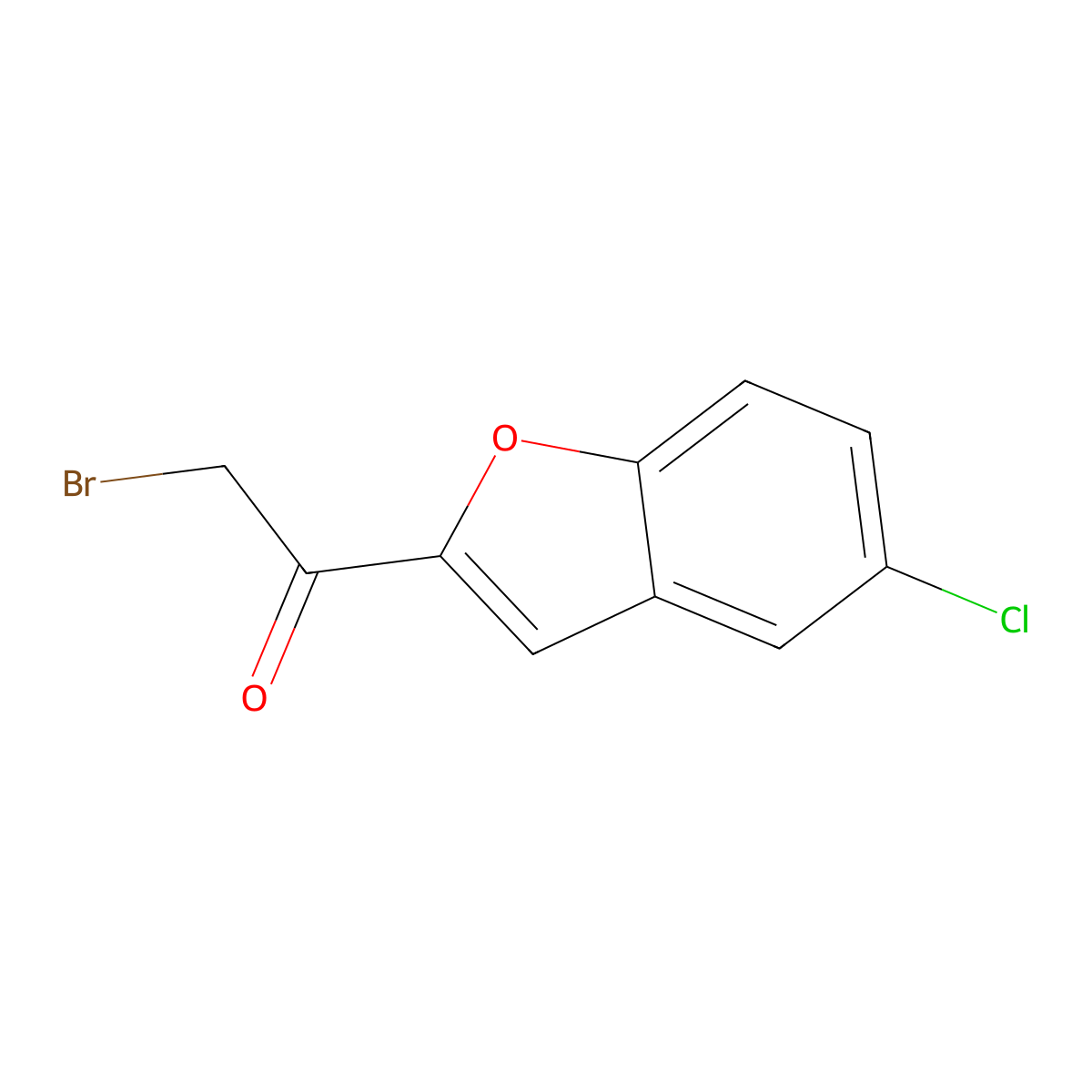 2-Bromo-1-(5-chloro-1-benzofuran-2-yl)ethan-1-one molecular structure, CAS 7039-74-9