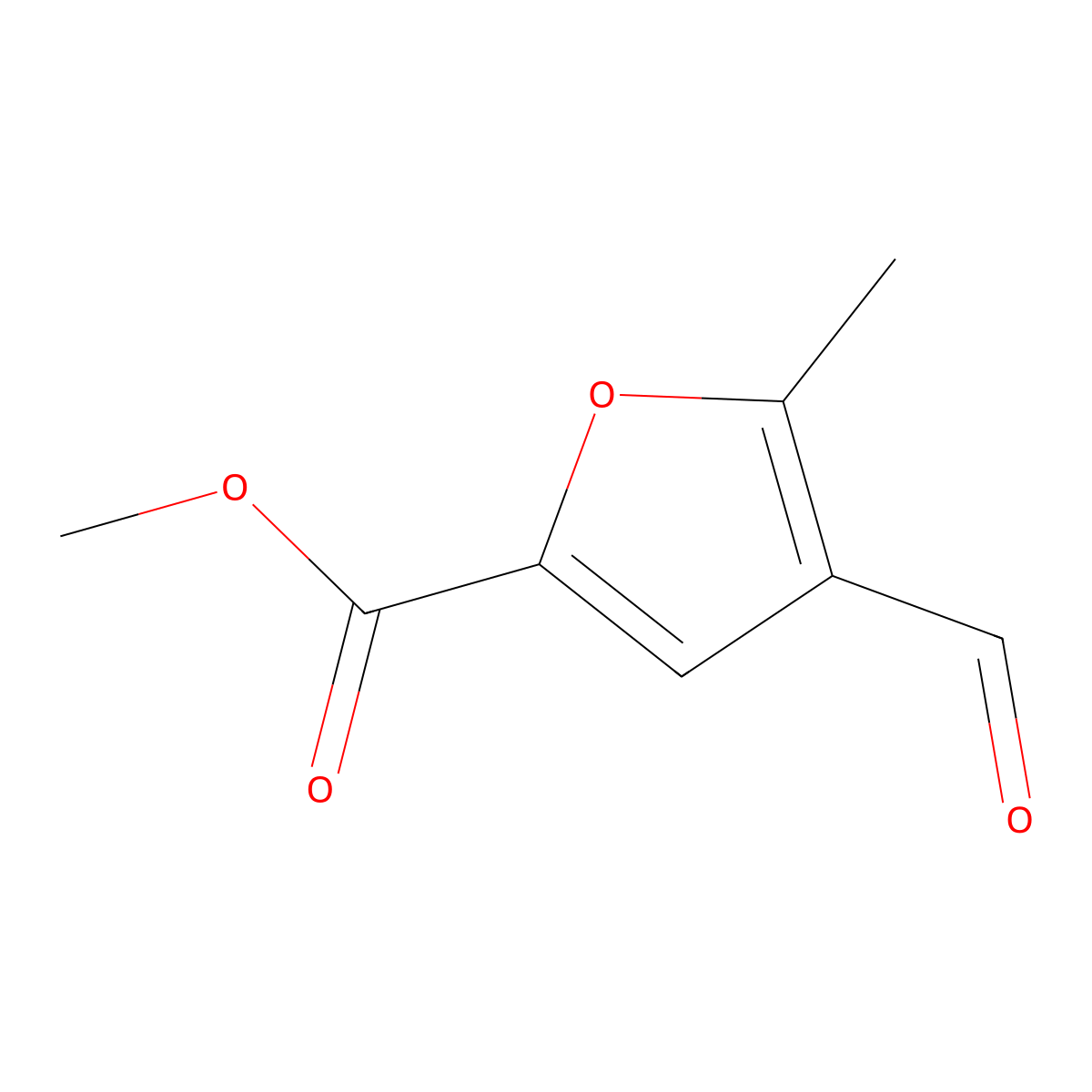 Methyl 4-formyl-5-methylfuran-2-carboxylate molecular structure, CAS 7039-85-2