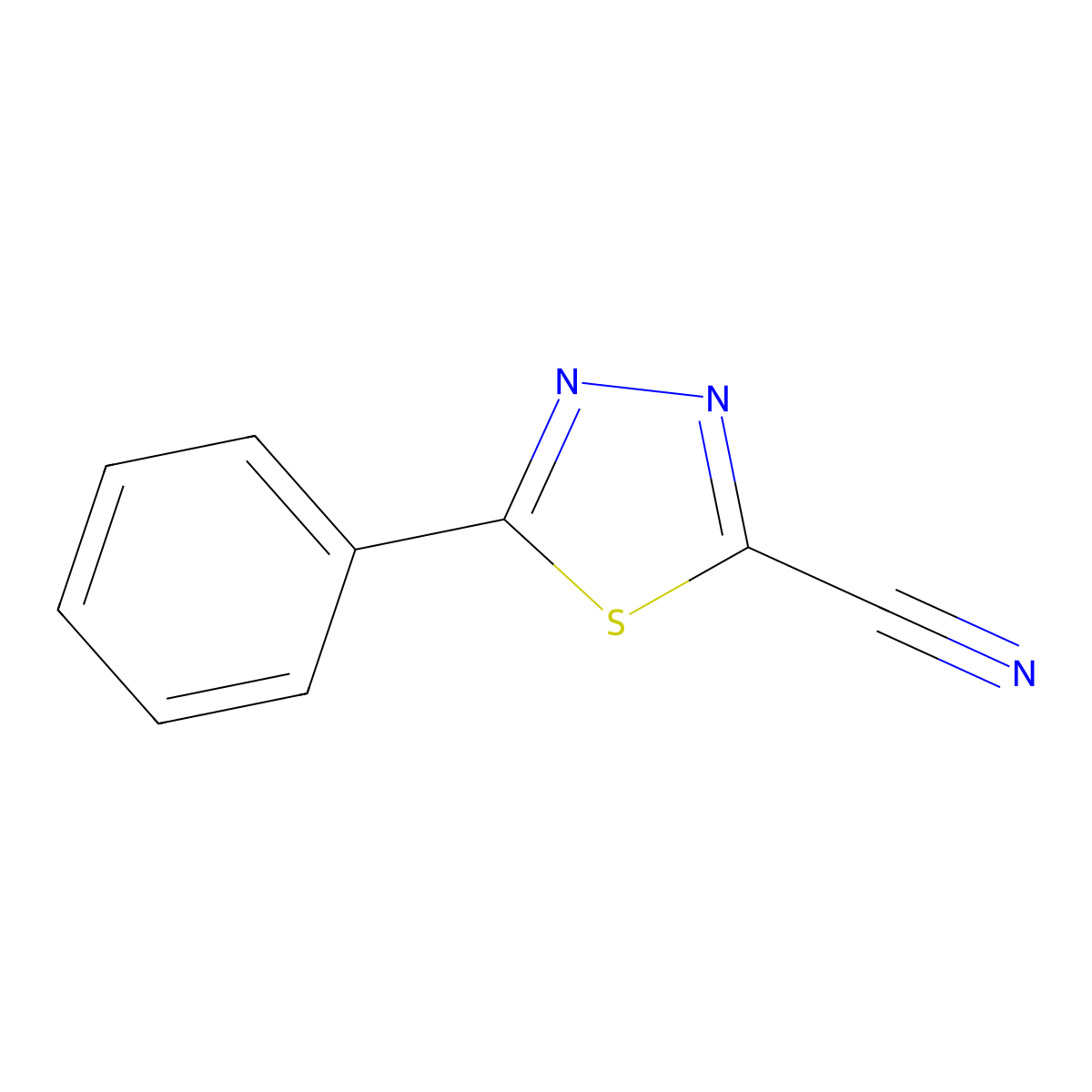 5-Phenyl-1,3,4-thiadiazole-2-carbonitrile molecular structure, CAS 70391-08-1