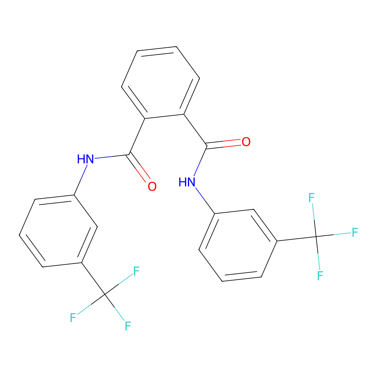 1,2-Benzenedicarboxamide, N,N'-bis[3-(trifluoromethyl)phenyl]- molecular structure, CAS 70393-83-8