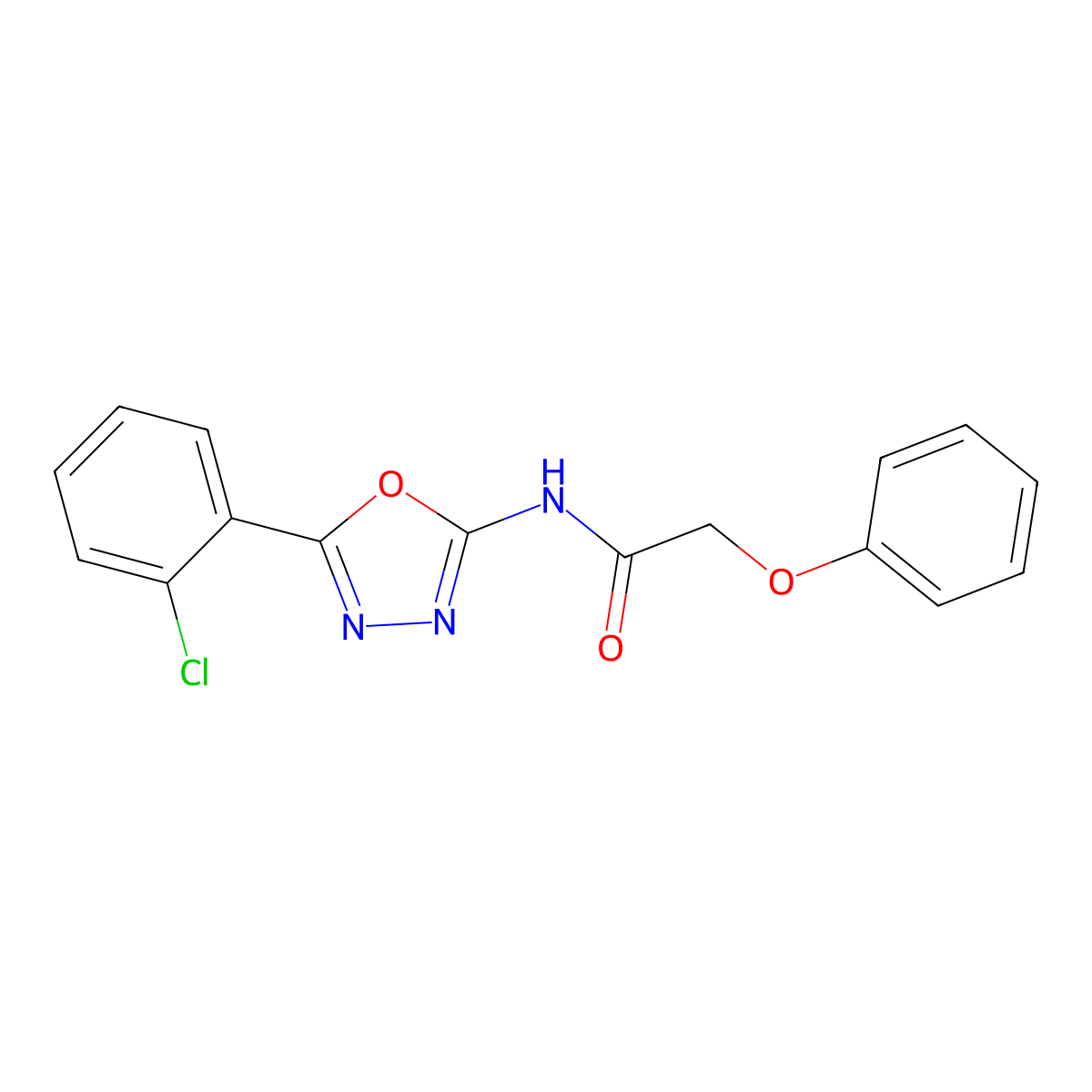 N-[5-(2-chlorophenyl)-1,3,4-oxadiazol-2-yl]-2-phenoxyacetamide molecular structure, CAS 70394-75-1
