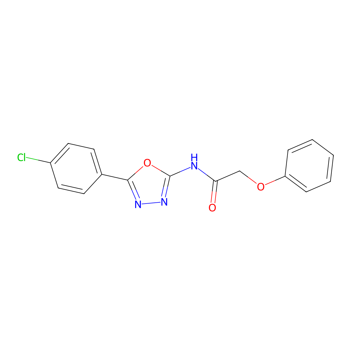 N-[5-(4-chlorophenyl)-1,3,4-oxadiazol-2-yl]-2-phenoxyacetamide molecular structure, CAS 70394-82-0
