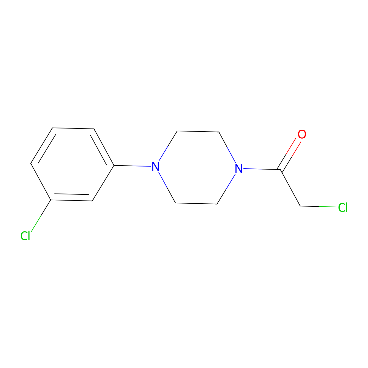 2-Chloro-1-(4-(3-chlorophenyl)piperazin-1-yl)ethan-1-one molecular structure, CAS 70395-06-1