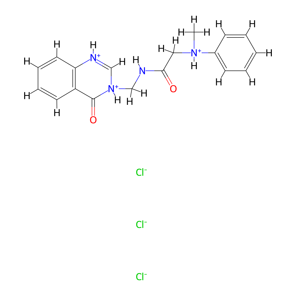 Acetamide, N-(3,4-dihydro-4-oxo-3-quinazolinylmethyl)-2-(N-methylanilino)-, trihydrochloride molecular structure, CAS 70395-17-4