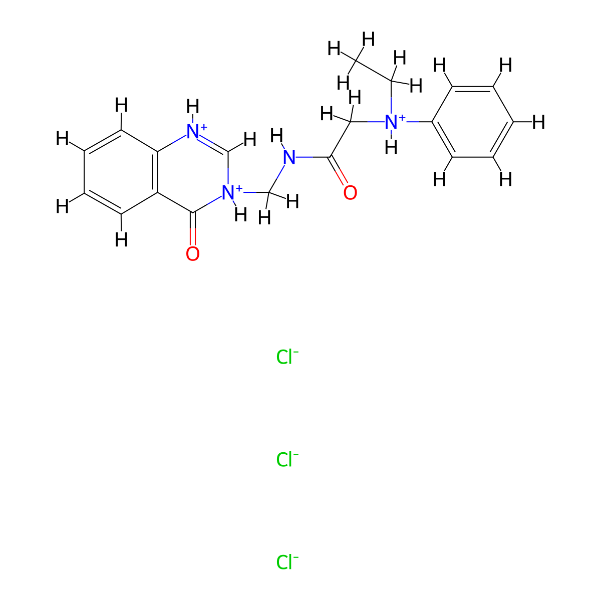 Acetamide, N-(3,4-dihydro-4-oxo-3-quinazolinylmethyl)-2-(N-ethylanilino)-, trihydrochloride molecular structure, CAS 70395-18-5