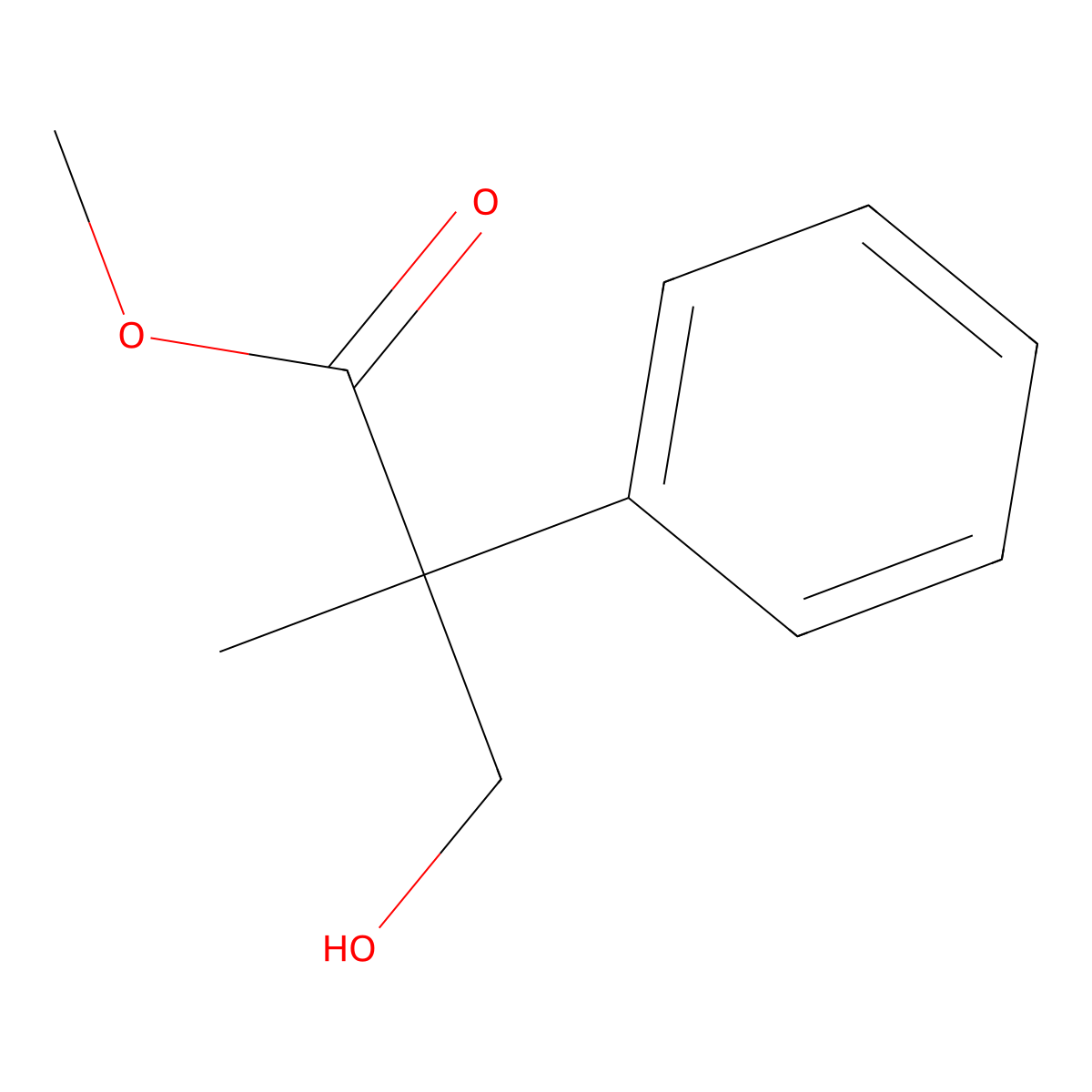Methyl 3-hydroxy-2-methyl-2-phenylpropanoate molecular structure, CAS 70397-74-9