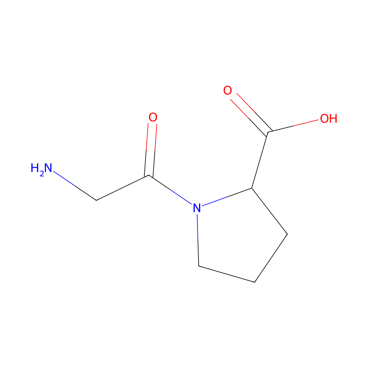 Glycyl-L-proline molecular structure, CAS 704-15-4