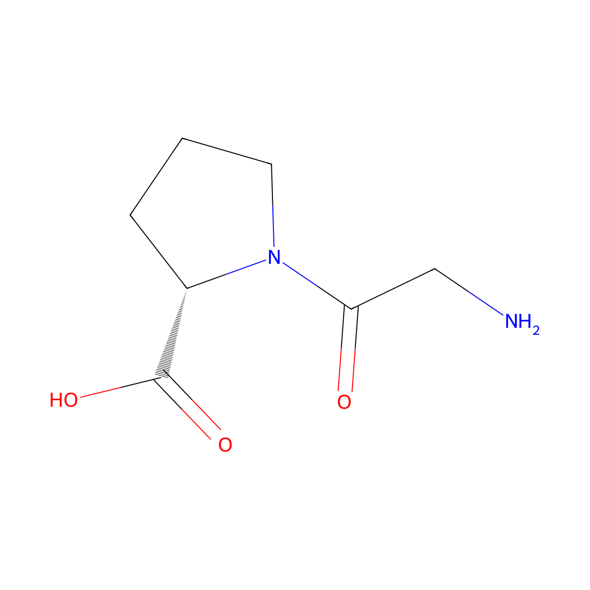 Glycyl-L-proline molecular structure, CAS 704-15-4
