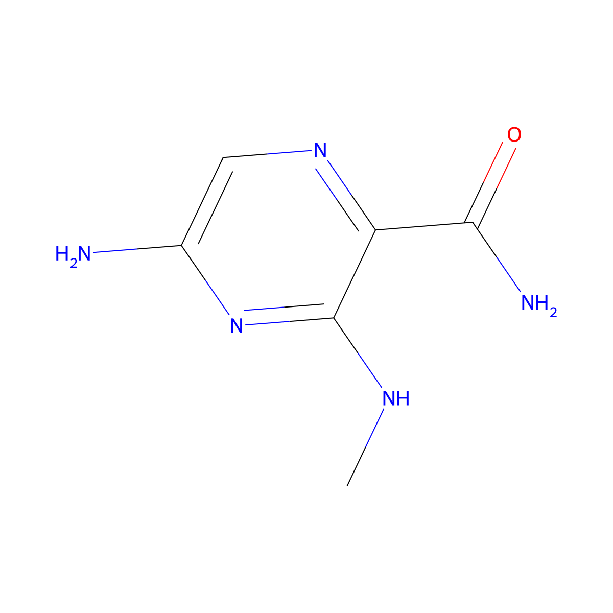 5-Amino-3-(methylamino)-2-pyrazinecarboxamide molecular structure, CAS 704-46-1