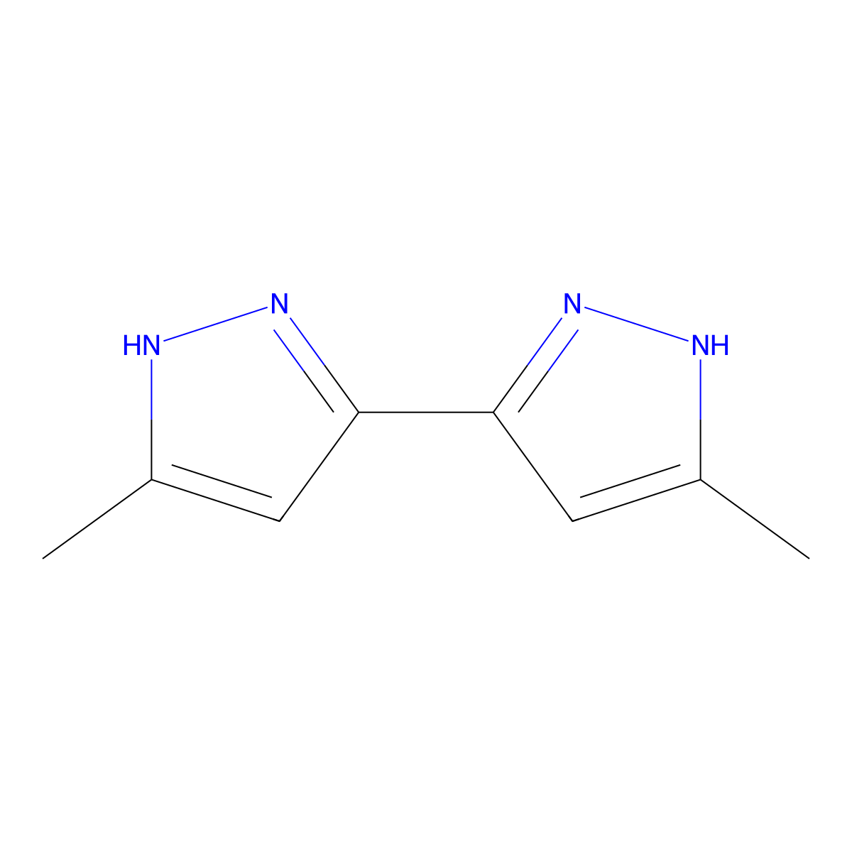 5-methyl-3-(5-methyl-1H-pyrazol-3-yl)-1H-pyrazole molecular structure, CAS 704-54-1