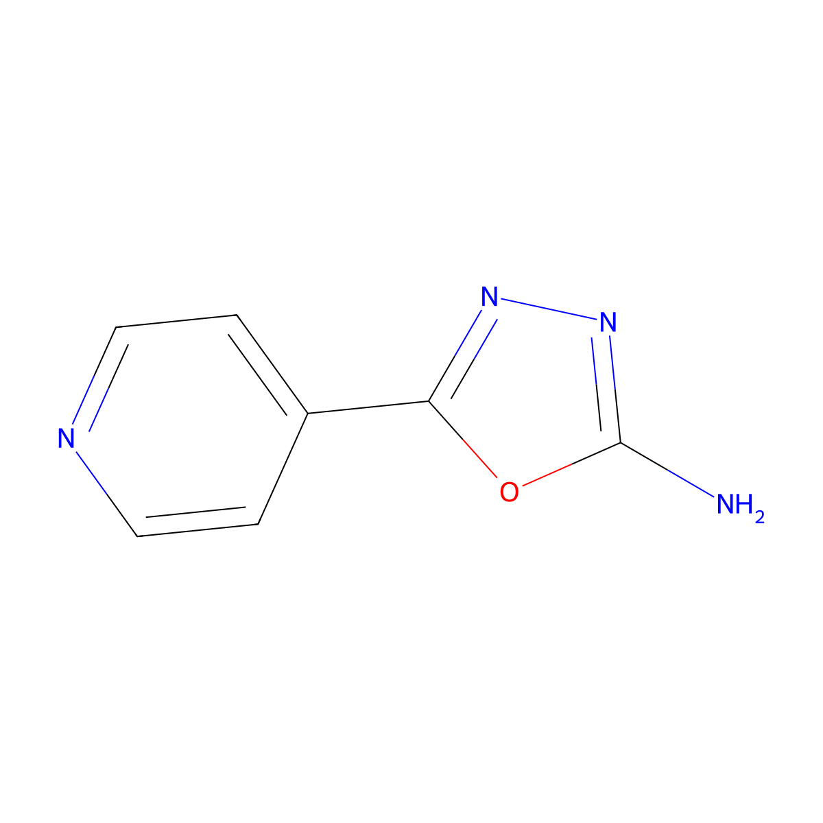 1,3,4-Oxadiazole, 2-amino-5-(4-pyridyl)- molecular structure, CAS 704-56-3